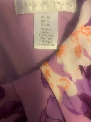 London Times Sleeveless Lavender Floral A-Line Dress, Size 10 thumbnail 3