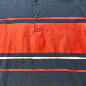 Five Four Darnell Shirt Short Sleeve Polo Medium Navy Blue Red Stripe Cotton Golf thumbnail 3