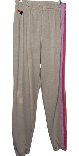 Aviator Nation Rainbow Stripe Sweatpants Size S Flawed thumbnail 1
