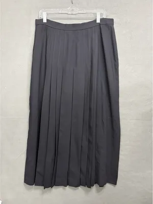 #HCOLLECTIBLES Womens Black Pleated Button-Front Lined Midi Skirt Size 16 thumbnail 3
