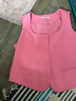 Abercrombie‎ & Fitch pink button-down vest size L thumbnail 2