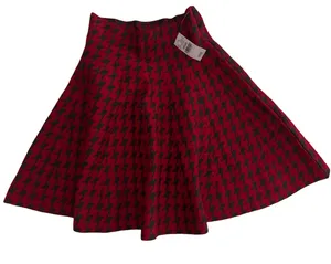 Wet Seal Red and Dark Gray Houndstooth Skirt thumbnail 1