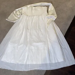 Women’s Elegant Ivory Strapless Full Length Chiffon Prom Party Formal Dress XXXL thumbnail 1