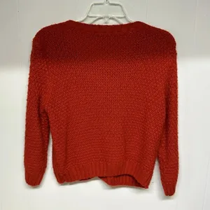 Forever 21 I LOVE H81 Cardigan Womens large Red Cropped Cable Knit 3/4 Sleeves thumbnail 4