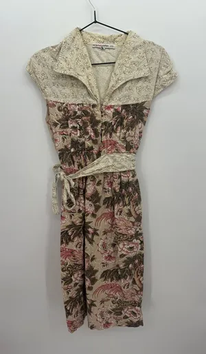 Vintage Corey Lynn Calter Womens‎ Bird Retro Midi Dress Sz 10 Pinup Coquette thumbnail 1