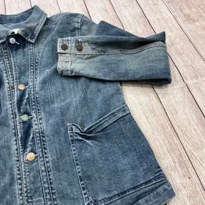Sundance Women‎ Blue Denim Chore Jacket Mismatched Buttons Distressed Medium M thumbnail 5