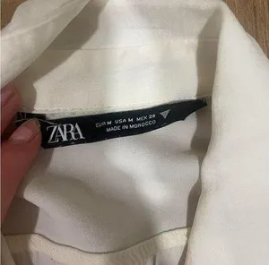 Zara silky white button down thumbnail 7
