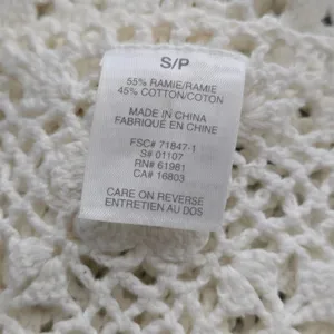 Crochet Tank Top Cream Sleeveless Drawstring Boho Bohemian Festival Small thumbnail 6