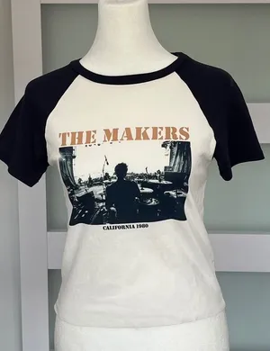 Edikted The Makers California 1980 Baseball T Shirt Top‎ size medium thumbnail 1