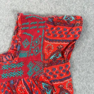 Hollister Red Embroidered Crop Top Women's Small Flutter Sleeve Square Neck Boho thumbnail 2