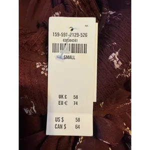 Abercrombie‎ & Fitch Floral Long Sleeve Mini Dress NWT Maroon Boho Peasant Style thumbnail 8