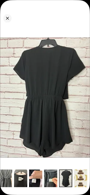 Princess Polly Pure Rhythm Playsuit Black Size 8 NWOT. Open front, tie under bust, open torso. Loose fit shorts, stretchy waist. 13” rise 17-18” bust thumbnail 7