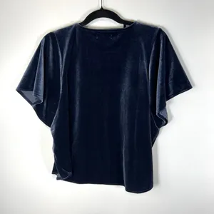 Madewell Size‎ Large Blue Short Sleeve Casual Boho Velvet Butterfly Blouse Top thumbnail 8