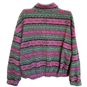 Cider‎ Pink Green Fair Isle Sherpa Fleece Full Zip Jacket XL New thumbnail 11