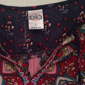 Bila sleeveless multicolored paisley floral boho tunic tank, size large thumbnail 3