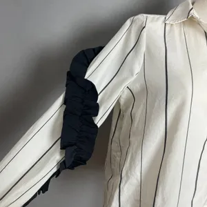 BP Ruffle Shirt Striped Button Down Juniors Size XXS White Black Avant Garde Top thumbnail 11
