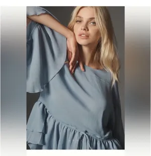 Anthropologie Long Sleeve Ruffle Tunic Size L Feminine Flowy Blouse Fairy thumbnail 2