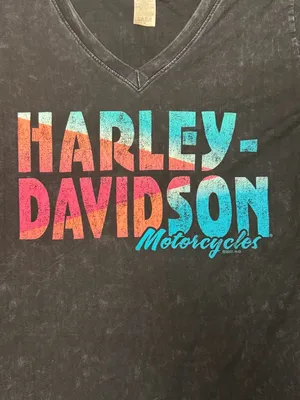 Harley-Davidson Acid Wash V-Neck // Retro Neon Goodyear AZ Biker Tee S thumbnail 2