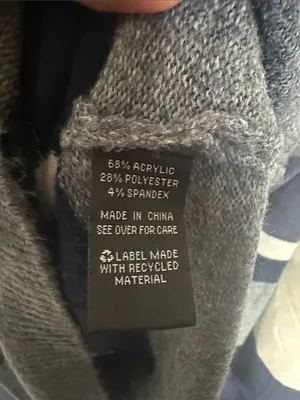 AGB Gray, Navy & White Chevron Stripe Crewneck Gray Size L thumbnail 4