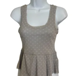 SWEET PEA by Stacy‎ Frati Gray Polka Dot Mesh Peplum Tank Top XS thumbnail 2