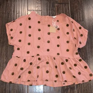Blu Pepper polka dot babydoll top new with tags size large thumbnail 1
