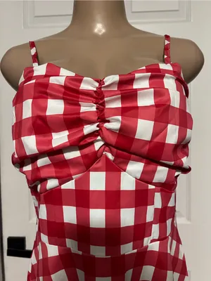 NWT Red and White Gingham plaid Midi check Sundress L costume vintage inspired thumbnail 5
