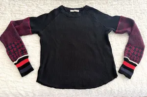 We The Free Black Waffle Knit Pullover Sz small thumbnail 1