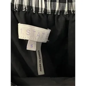 1 State Black and White Gingham Plaid Off Shoulder Dress S thumbnail 4