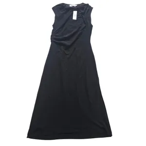 ASTR The Label NWT -747 Drape Sleeveless Midi Dress‎ Black Ruched Womens Large thumbnail 3