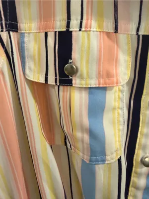 BeBop Pastel Multi-Striped Sleeveless Dress - Navy, Peach, Yellow, Blue, White thumbnail 4