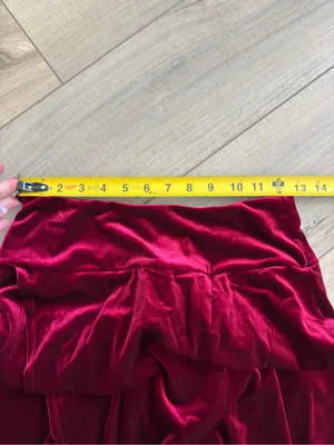 Halara High Waisted High Low Crossover Velvet Maxi Skirt Sangria NWT Small thumbnail 6