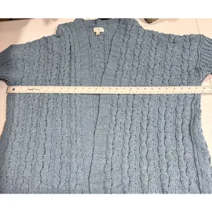 UMGEE Soft Knit Open Front Cardigan Women's S/M Oversized Blue Half Sleeve thumbnail 6