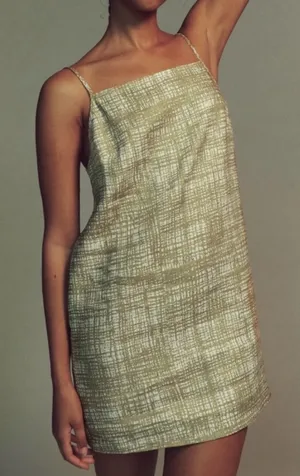 Reformation Kienna Linen Dress in "Burlap" print size small thumbnail 1