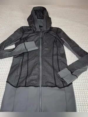 Lululemon Jacket Womens 6 Gray Daily Practice Hooded Full Zip Flecked Athletic thumbnail 1