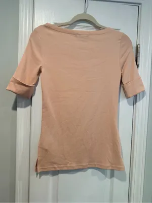 NWOT LRL Lauren Ralph Lauren Size XS Pink Boat Neck Cuffed Sleeve Top Cotton thumbnail 4