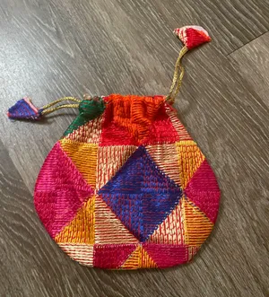 Phullkari Drawstring Purse/Bag Multiple thumbnail 2