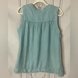 Artisan NY 100% Linen Sleeveless Blouse | Size Small | Light Blue thumbnail 2
