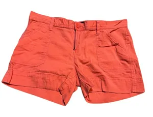 🧡‎ Calvin Klein Orange Utility Flat Front Shorts Size 6 ☀️✨ thumbnail 1
