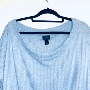 Daytrip Buckle Baby Blue Off The Shoulder Thermal Babydoll Top thumbnail 3