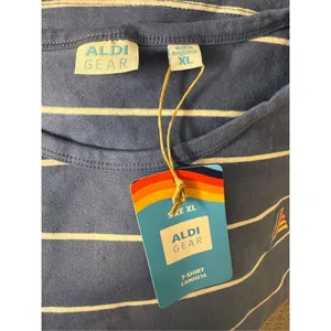 ALDI Gear Striped Crop T-Shirt Womens XL Extra Large Blue Retro NWT Camiseta thumbnail 7