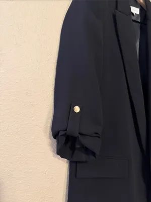 Zara Longline Blazer with Shoulder Pads Black Size Small thumbnail 4