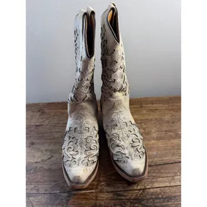 Corral Teens White Glitter Inlay & Embroidery Cowgirl Boots size 5 thumbnail 3