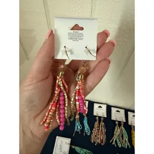Bundle 1- Princess Accessories Beaded Tassel Drop Earrings Lot of 11 Boho thumbnail 6