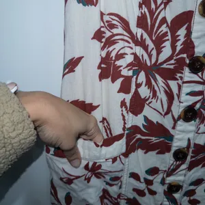 Anthropologie Cream & Red Floral Oahu Off The Shoulder Midi Dress Size 6 thumbnail 8