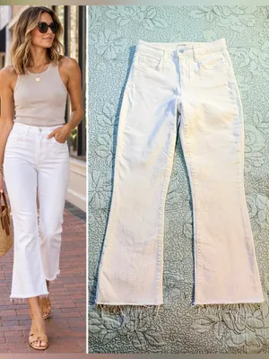 💥L’AGENCE Kendra High Rise Cropped Flare Jeans Blanc White Raw Hem Sz 24💛 thumbnail 2