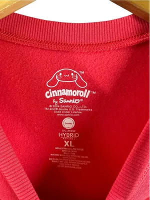 NWT Sanrio Cinnamoroll Mushroom Chenille Sweatshirt Red Women's XL Kawaii thumbnail 4