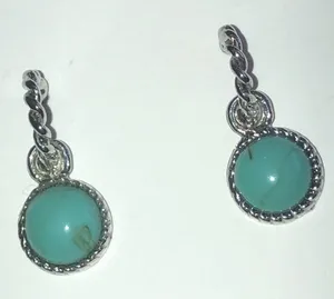 Elegant Silver Tone and Turquoise Color Boho Drop Earrings thumbnail 1
