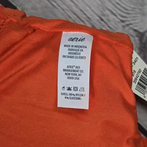Aerie Orange Textured Lettuce‎ Hem Scoop Bikini Swim Top Crop Bra L thumbnail 6