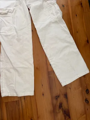 Cotton candy Medium White Jean Cargo Pants with Utility Pockets thumbnail 9