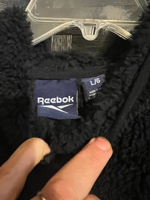 Reebok Unisex Lightweight Fleece Jacket Black Size LG Hoodie Sherpa Full Zip thumbnail 8